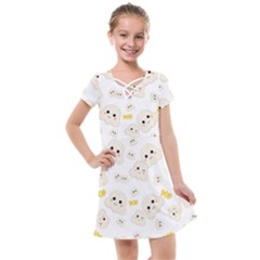 Cute Kawaii Popcorn Pattern Kids  Cross Web Dress