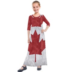 Canada Grunge Flag Kids  Quarter Sleeve Maxi Dress