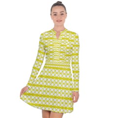 Circles Lines Yellow Modern Pattern Long Sleeve Panel Dress