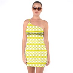 Circles Lines Yellow Modern Pattern One Soulder Bodycon Dress by BrightVibesDesign