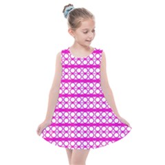 Circles Lines Bright Pink Modern Pattern Kids  Summer Dress