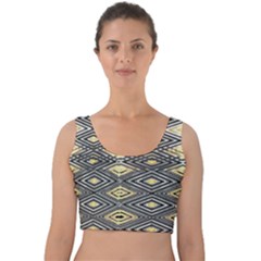 Gold Triangles And Black Pattern By Flipstylez Designs Velvet Crop Top