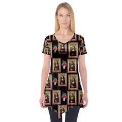 Mona Lisa Frame Pattern Short Sleeve Tunic  by snowwhitegirl