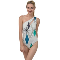 Atomic Era Diamonds (turquoise) To One Side Swimsuit by KayCordingly