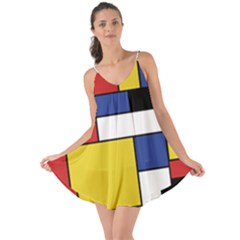 Mondrian Geometric Art Love The Sun Cover Up by KayCordingly