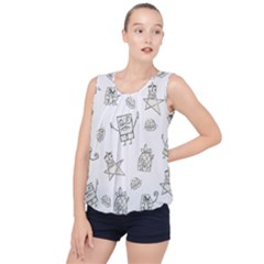 Doodle Bob Pattern Bubble Hem Chiffon Tank Top