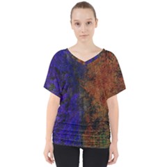 Colored Rusty Abstract Grunge Texture Print V-neck Dolman Drape Top by dflcprints