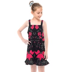 Pink Floral Pattern By Flipstylez Designs Kids  Overall Dress