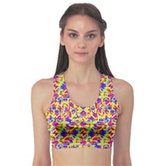 Multicolored Linear Pattern Design Sports Bra