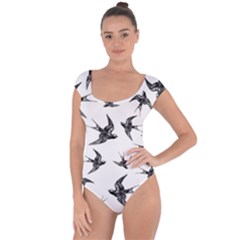 Birds Pattern Short Sleeve Leotard  by Valentinaart