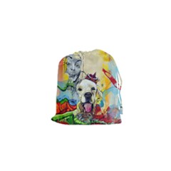 Wall Girl Dog Graphite Street Art Drawstring Pouch (xs)