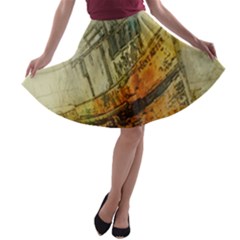 Boat Old Fisherman Mar Ocean A-line Skater Skirt by Simbadda