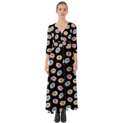 Donuts Pattern Button Up Boho Maxi Dress by Valentinaart