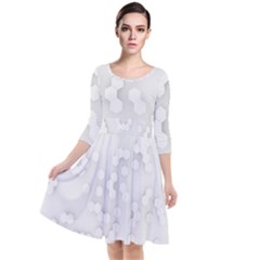 White Abstract Wall Paper Design Frame Quarter Sleeve Waist Band Dress by Simbadda