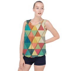 Background Geometric Triangle Bubble Hem Chiffon Tank Top by Simbadda