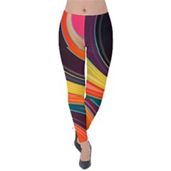 Abstract Colorful Background Wavy Velvet Leggings by Simbadda