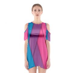 Abstract Background Colorful Strips Shoulder Cutout One Piece Dress by Simbadda