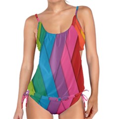 Abstract Background Colorful Strips Tankini Set by Simbadda