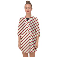 Stripes Striped Design Pattern Half Sleeve Chiffon Kimono by Celenk