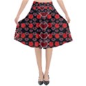 Red Lips And Roses Just For Love Flared Midi Skirt View1