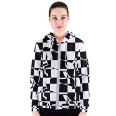 Chessboard Unicorn Women s Zipper Hoodie by ChastityWhiteRose