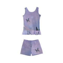 The Wonderful Moon With Butterflies Kid s Boyleg Swimsuit by FantasyWorld7