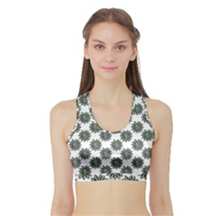 Graphic Pattern Flowers Sports Bra With Border by Celenk