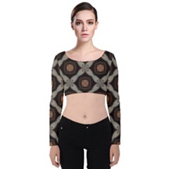 Texture Background Pattern Velvet Long Sleeve Crop Top