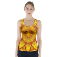 Kaleidoscope Floral Mandala Yellow Racer Back Sports Top by Simbadda