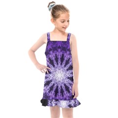 Fractal Mandala Background Purple Kids  Overall Dress