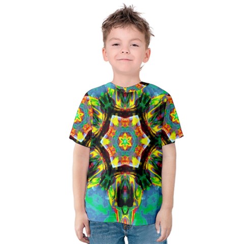 Chakra Art Heart Healing Blue Kids  Cotton Tee by Simbadda