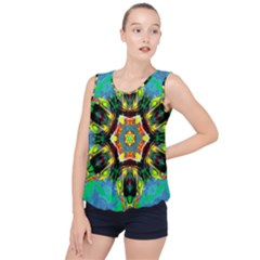 Chakra Art Heart Healing Blue Bubble Hem Chiffon Tank Top