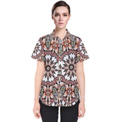 Abstract Art Texture Mandala Women s Short Sleeve Shirt