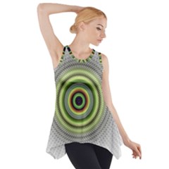 Fractal Mandala White Background Side Drop Tank Tunic