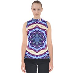 Mandala Art Design Pattern Mock Neck Shell Top by Simbadda