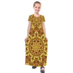 Abstract Antique Art Background Kids  Short Sleeve Maxi Dress by Simbadda