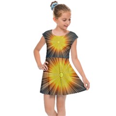 Background Mandala Sun Rays Kids Cap Sleeve Dress by Simbadda