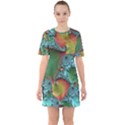 Fractal Art Colorful Pattern Sixties Short Sleeve Mini Dress View1