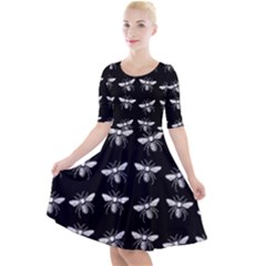 Pop Art  Bee Pattern Quarter Sleeve A-line Dress