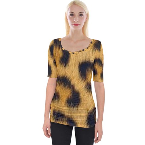 Animal Print Leopard Wide Neckline Tee by NSGLOBALDESIGNS2