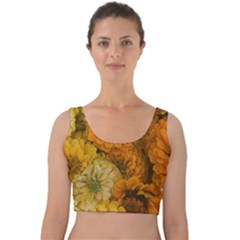 Yellow Zinnias Velvet Crop Top