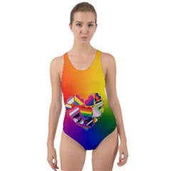 Lgbt Community Pride Heart Cut-out Back One Piece Swimsuit by PrideMarks