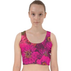 Pink Zinnias Velvet Racer Back Crop Top