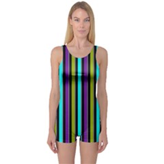 Retro Stripe 1 Vertical Retro Stripe 1 One Piece Boyleg Swimsuit by dressshop