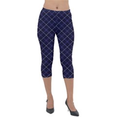 Blue Plaid  Lightweight Velour Capri Leggings 