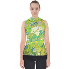 Floral 1 Abstract Mock Neck Shell Top by dressshop