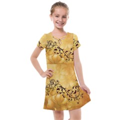 Wonderful Vintage Design With Floral Elements Kids  Cross Web Dress