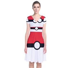 Poke Ball Short Sleeve Front Wrap Dress by raeraeshescrafty