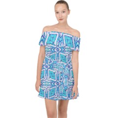 Geometric Doodle 1 Off Shoulder Chiffon Dress