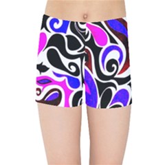 Retro Swirl Abstract Kids Sports Shorts by dressshop